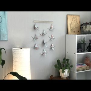 Origami crane wall hanging